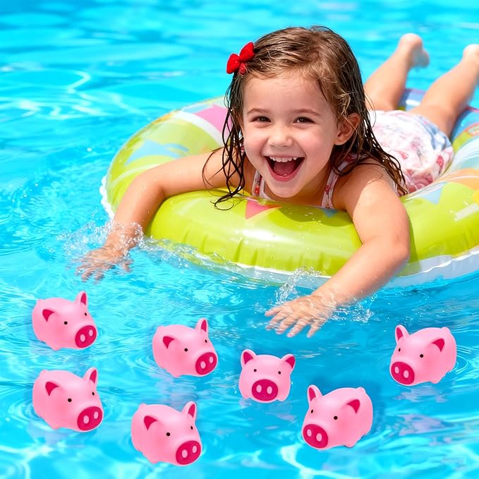 25PCS Mini Pink Squeaky Pigs, Floating Squeaky Bath Props for Shower Birthday Party Favors, Tiny Cute Rubber Pigs for Party Decorations, Prizes Supplies