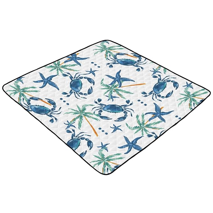 Baby Play Mat Seashells Beach 50 x 50 Playpen Mat Baby Play Mats for Floor Play Gym Crawling Mat Non-Slip Cushioned Baby Playmat for Infants, Babies, Toddlers