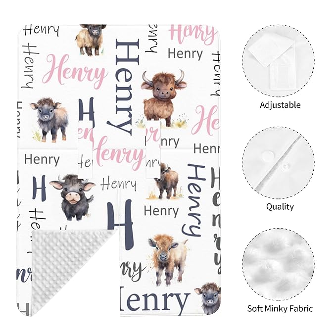 Personalized Baby Car Seat Cover Custom Name CarSeat Canopy Customized Buffalo Newborn Nursing Breastfeeding Cover Minky Baby Blanket Infant Car Seat Canopies for Baby Girls Boys