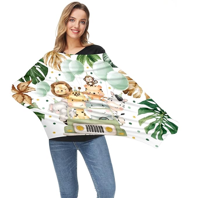 Baby Car Seat Stroller Covers Cute Animals Jungle Greenery Nursing Cover Breastfeeding Scarf Soft Breathable Stretchy Coverage Carseat Canopy Cover for Boys and Girls Soft Breathable Multi Use