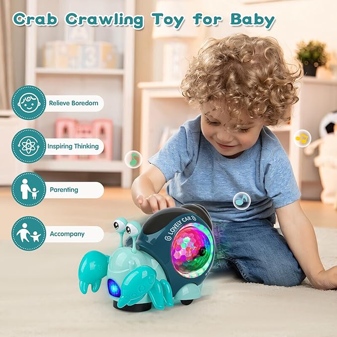 Baby Toddler Crawling Toys 6-12 Months, Crawling Crab Toy, Infant Tummy Time Baby Toys with Learning Crawl System Music for 0-3-6 7 8 9 10 12-18 Month Boy Girl Christmas Birthday Gifts