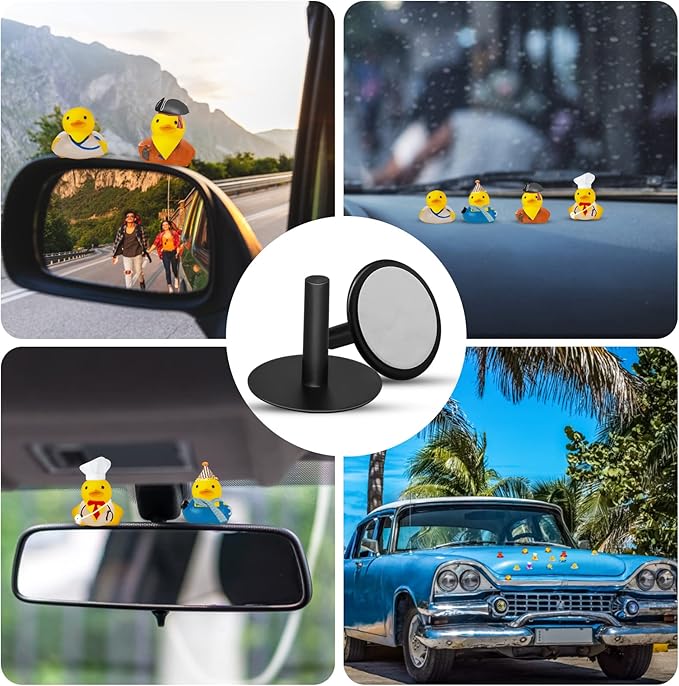 CANIPHA 40pc Plastic Duck Display, Fixed Mount, Self-Adhesive, Gift for Car Lovers, Black
