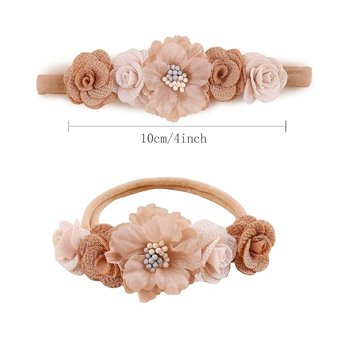 Flower Headband for Baby Girl Elastic Baby Floral Headbands Crown Hairbands Hair Accessories for Kids (088#, stretchy size)