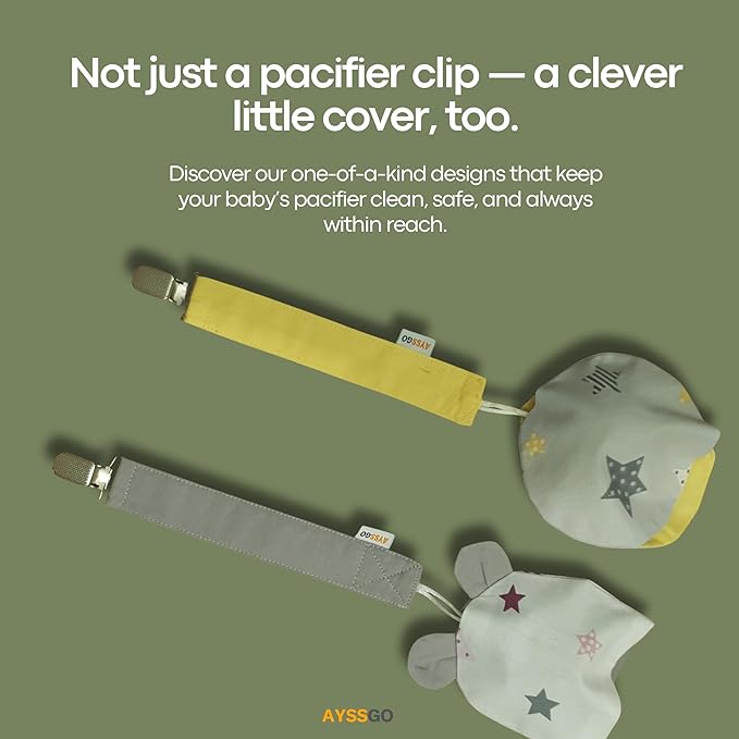 Protective Pacifier Clip & Holder – Handmade, Ultra Durable with Case, 2-Pack, 100% Cotton – Safe & Stylish Baby Essential