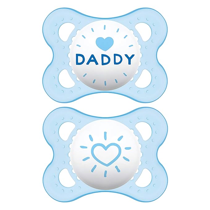 MAM Original Baby Pacifier, Nipple Shape Helps Promote Healthy Oral Development, Sterilizer Case, 2 Pack, 0-6 Months, Love & Affection/Boy