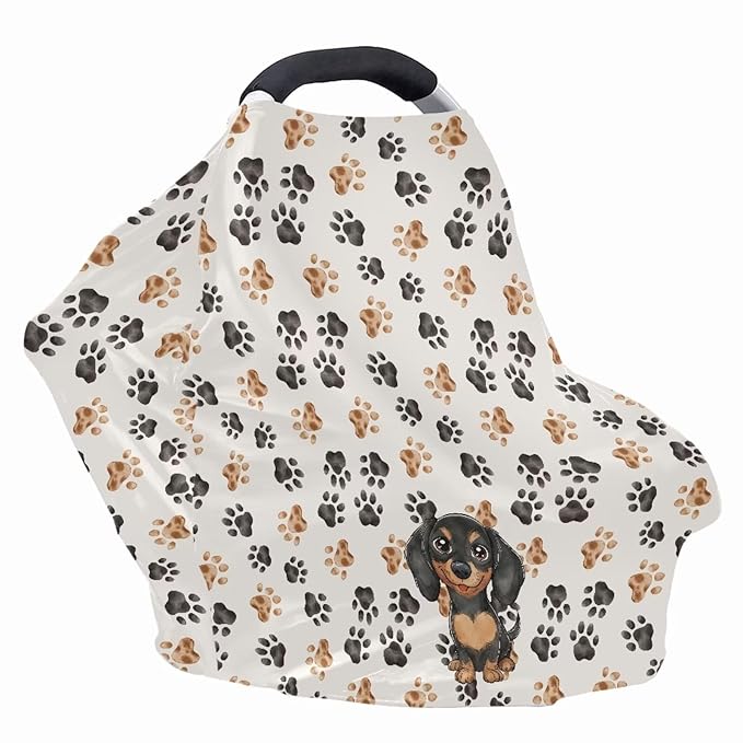 AFPANQZ Dachshund Dog Paw Baby Car Seat Cover Stretchy for Baby Girls Nursing Breastfeeding Covers Shopping Cart High Chair Stroller Covers Infinity Scarf Sunshade Car Seat Canopies