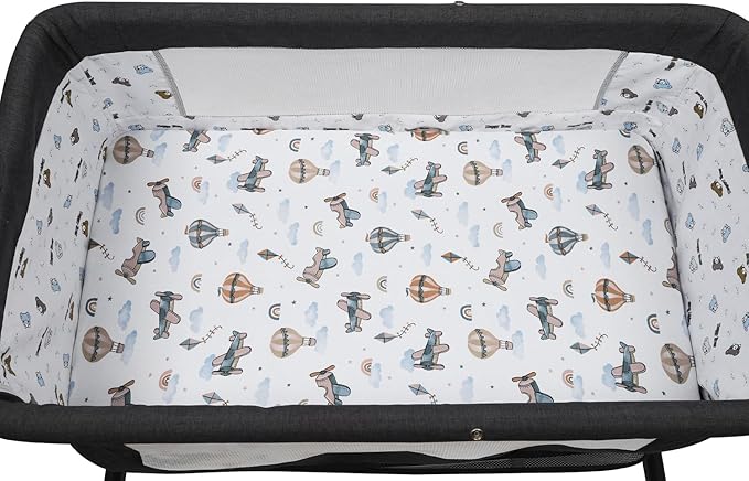 Pack n Play Sheet Stretchy Fitted Portable Mini Crib Sheets Set 2 Pack,Playard Sheets Convertible Playard Mattress Cover,Ultra Soft Jersey Material, Cream & Cloud