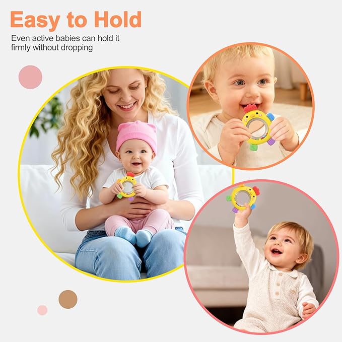 Baby Teether for 0-6 Months, Soft Silicone Teething Toy, Freezer Safe Cooling Relief, Easy Grip Design, BPA Free Baby Teething Toys 0-6 6-12 Months
