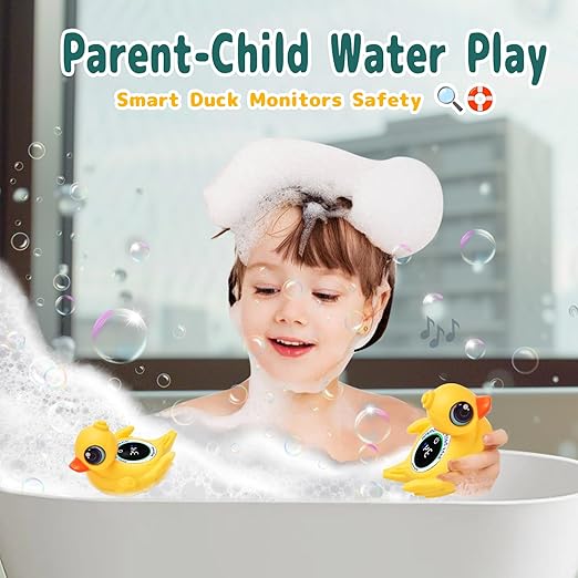 Baby Bath Thermometer with LED Display & Floating Crab Toy - 2-in-1 Color-Coded Alerts(Cold/Comfortable/Hot) | Bath Temperature Monitor, Adorable Floating Toys for Infants, Nursery Essentials
