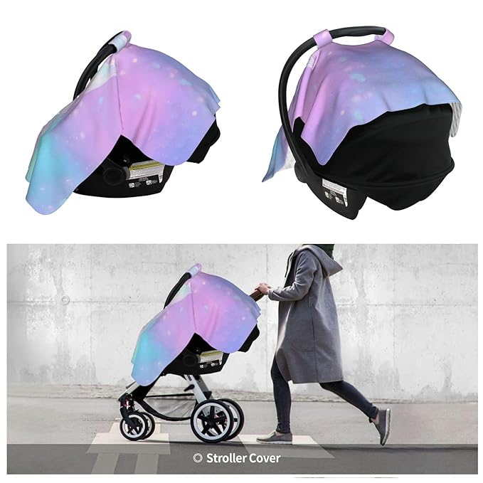 KiuLoam Mermaid Fish Tail Baby Car Seat Canopy, Nursing Cover Breastfeeding Scarf, Stretchy Soft Breathable Infant Carseat Cover for Babies Boys Girls