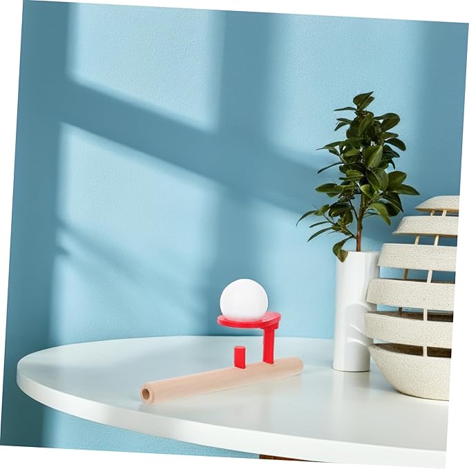 STOBOK Wooden Floating Blow Pipe and Balls Balance Game Fun Stress Reliever Toy for Kids and Adults, Improves Motor Skills and Hand-Eye Coordination, 6.22 X 2.16 X 1.57 Inches