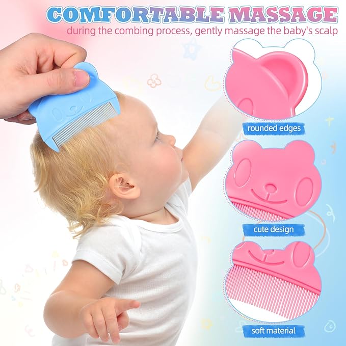 Toyvian 2Pcs Baby Hair Combs: Plastic Cute Cradle Cap Comb for Babies - Gentle Touch & Easy to Hold- Bear Shaped Bath Brush for Newborn Baby Cradle Cap Dandruff (Random Color）