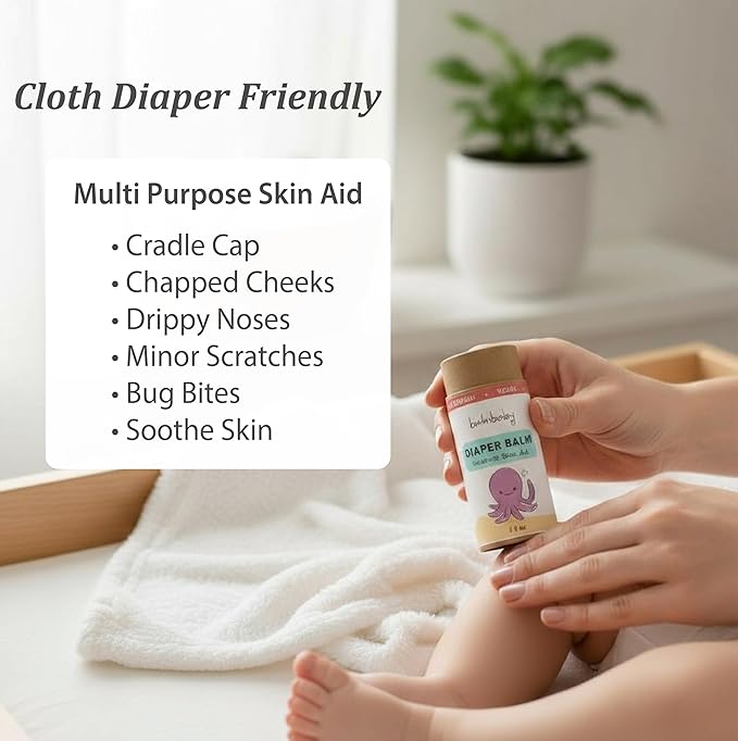 Balm Baby Diaper Balm Stick – Natural Diaper Rash Cream & Multipurpose Baby Skin Ointment with Organic Calendula - Vegan - Soothing, Healing, Moisturizing – Newborn Cradle Cap, Dry Skin (Single)