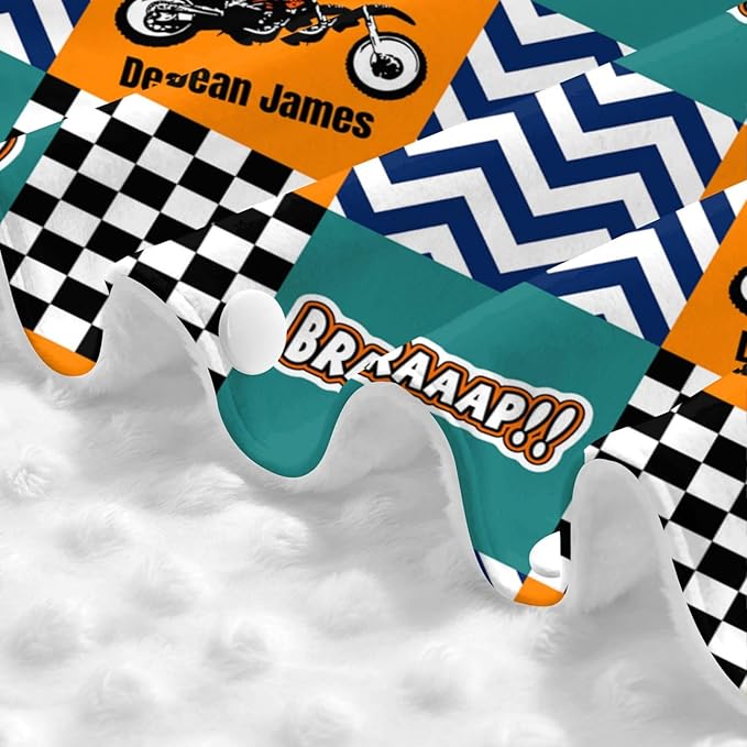 Personalized Baby Car Seat Canopy with Name – Custom Motocross Minky Nursing Cover for Boys, Soft Stroller Cover for Infants & Newborns, Carseat Canopy for Breastfeeding