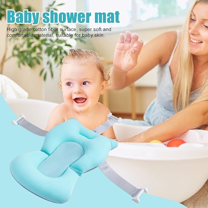 Baby Bath Pad | Foldable Travel Baby Baths Tub, Babies Tub with Soft Baths Mat, Babies Bath Seat Support Net, Non-Slip, 3 Safety Belts, for Home Travelling