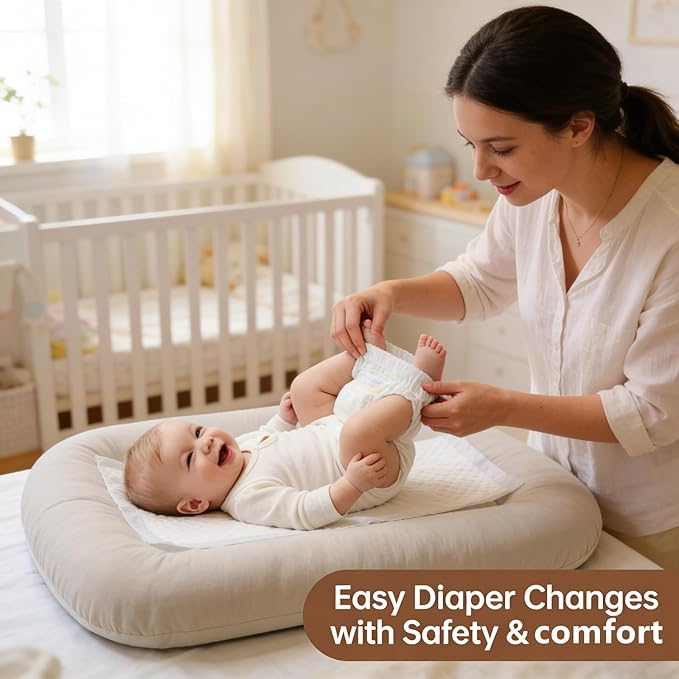 Baby Lounger 0-24 Months 100% Cotton-Snuggle Cozy Me Lounger,Soft & Breathable Baby Lounger for Newborn Play Mat,Infant Babies Essentials Gifts,Apricot(Lounger Cover Included)