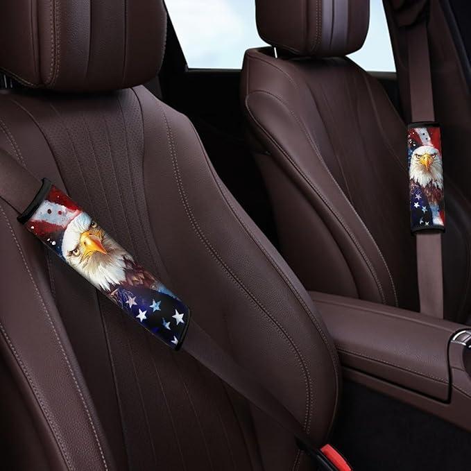 American Flag Seat Belt Cover Seatbelt Shoulder Pad 4th of July Decorations Universal Car Seat Belt Pads Cover Soft Car Seat Belt Pad Cushion Shoulder Pads for Adults Kids