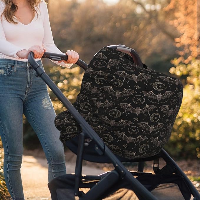 Night Bat Moon Baby Car Seat Covers Carseat Canopy Soft Infant Stroller Cover Nursing Breastfeeding Covers for Girls Boys Newborn