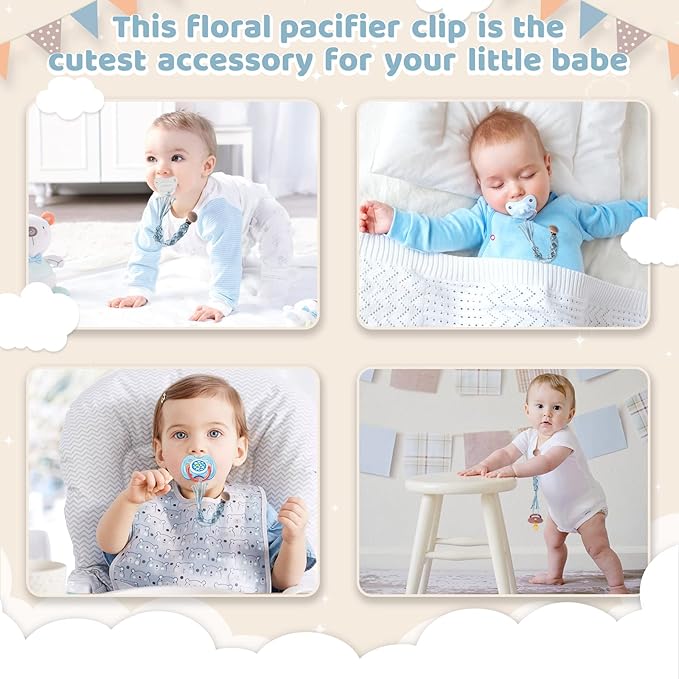 Boho Pacifier Clip for Boys Girls Pacifier Holder Leash Wooden Clips Handmade Braided Cotton Unisex Baby Shower Birthday Gift Christmas Gift