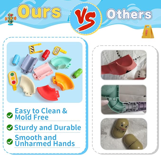 Fajiabao Bath Toys for Kids Ages 4-8 3-5 Toddler Bath Toys City Car Slide Fun DIY Bathtub Shower Birthday GITS for Kids 2-4 5 6 7 Year Old Boys Girls(Special Edition)