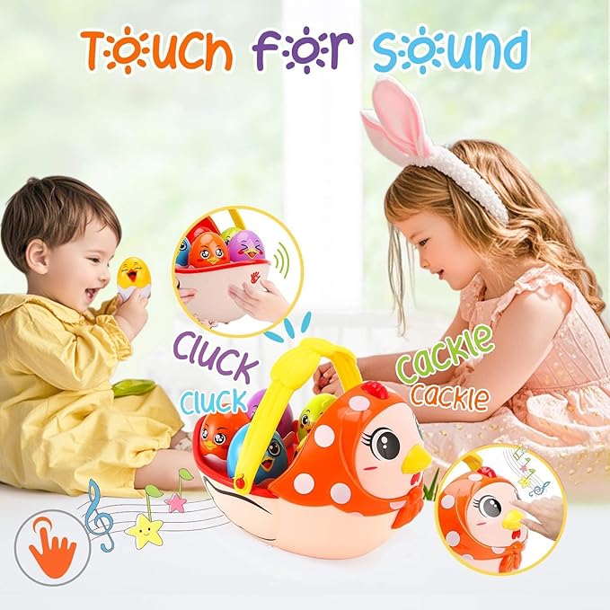Easter Egg Toys Gift for Toddlers, Easter Basket Stuffers for 18 month 1 2 3 4 5+ Year Old Kids Girls Boys Baby, Large Plastic Easter Eggs Fillable, Nesting Stacking Toy Easter Hunt Party Favor