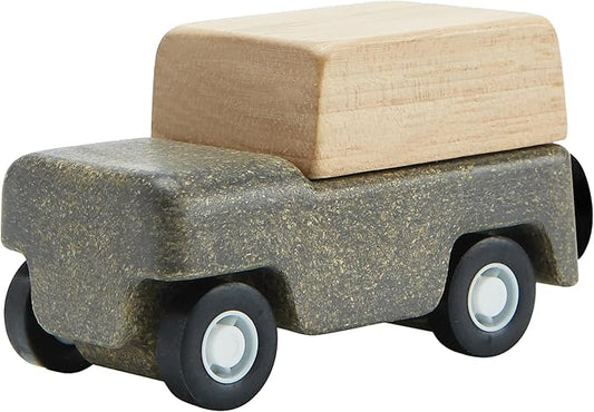 PlanToys® Grey Wagon Wooden Montessori Pull Along Toy | Early Movement, Balance and Practical Life Exploration | Eco Friendly Wagon for Indoor and Outdoor Play