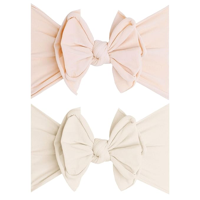 Baby Bling 2PK FAB-BOW-OUS®: petal + oatmeal