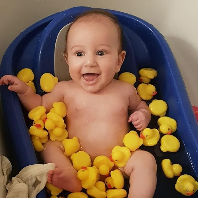 36 PCS Yellow Classic Rubber Duck Bath Toys - BPA Free Floating Duckies for Girls, Baby Shower Decorations, Bulk Party Favors, Kids Birthday Gifts (Yellow)
