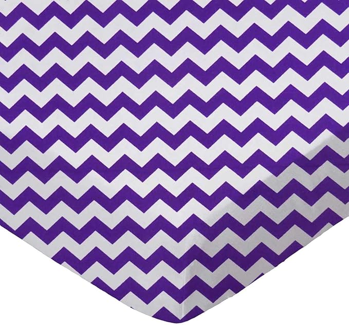 SheetWorld Baby Fitted Playard Sheet 24 x 42 inches, 100% Cotton Woven Sheet, Unisex Boy Girl, Purple Chevron Zigzag Made in USA, Compatible with Travel Crib