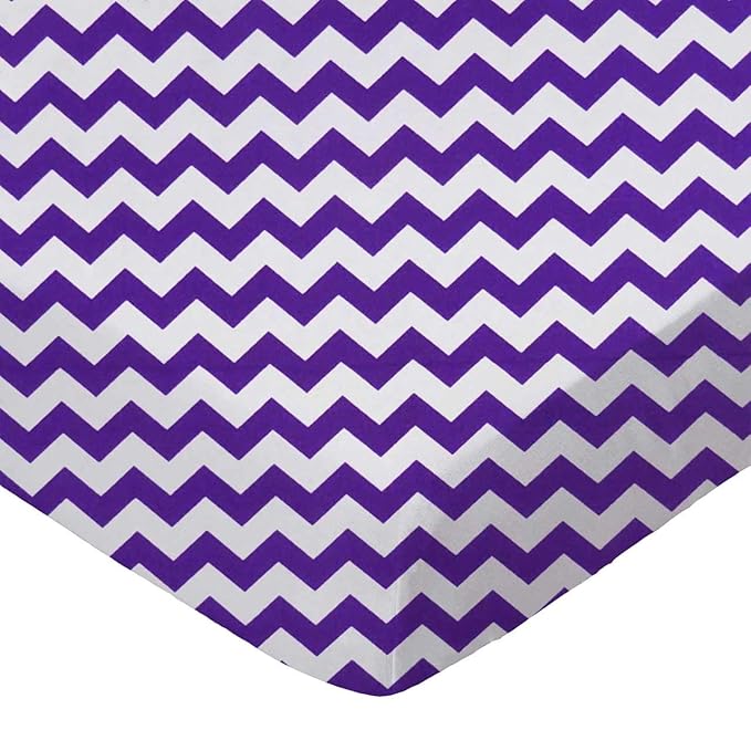 SheetWorld Fitted 100% Cotton Percale Pack N Play Sheet Fits Graco Square Play Yard 36 x 36, Purple Chevron Zigzag, Made in USA