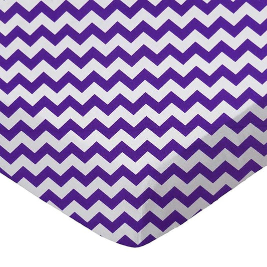 SheetWorld Fitted 100% Cotton Percale Pack N Play Sheet Fits Graco Square Play Yard 36 x 36, Purple Chevron Zigzag, Made in USA