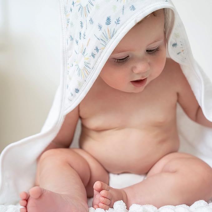 aden + anais Essentials Hooded Baby Bath Towel, Super Soft 100% Cotton, 2 Pack, Tanzania