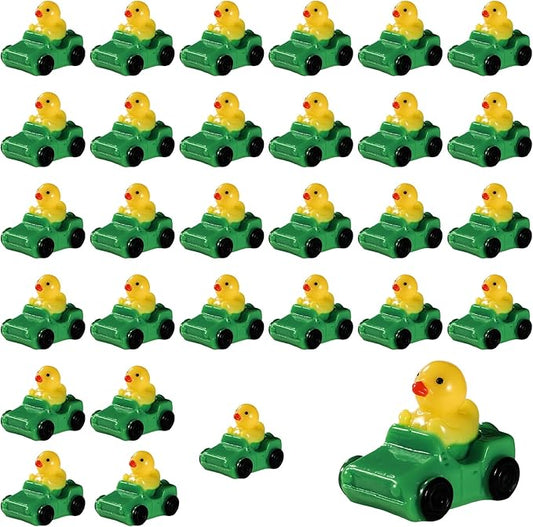 30pcs Ducks in a Car, Resin Car Ducking Set Cute Mini Car Ducks Unique Resin Ducks Micro Landscape Duck Mini Ducks Car Dashboard Decor for Home Car Office Decor(Dark Green)