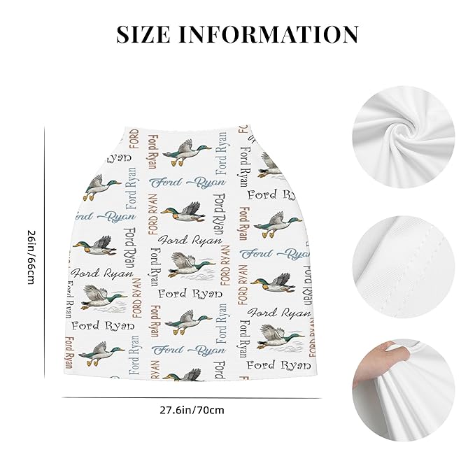 Personalized Car Seat Covers with Name, Mallard Duck Baby Canopy Carrier Cover, Breathable Breastfeeding Nursing Cover, Stretchy Multi-Use Infant Carseat Stroller Cover