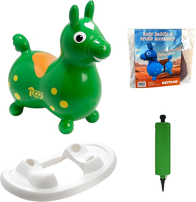 Gymnic Rody with Rocking Base and Saddle (Green Rody & Rocking Base with Saddle)