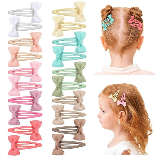 20PCS Hair Bows Clips for Toddler Girls, 2 Inch Grosgrain Ribbon Non Slip Metal Colorful Snap Hair Bows Barrettes for baby Women Girls Toddler Kids Teens (10 Colors)