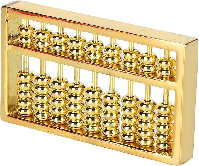 Mini Brass Abacus 9 Gears Chinese Math Calculating Tool Brass Ornaments for Kids Adult Collection Decoration 1.8 * 1in