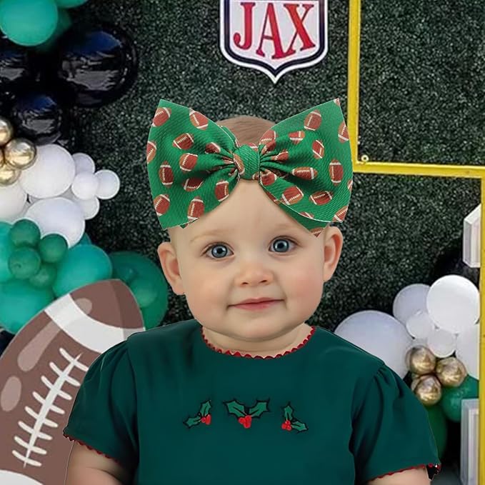 Baby Girl Football Headbands Hair Bows Super Bowl Girls Outfits Hair Accessories for Newborn Infant Toddler Baby Girl Football Outfit