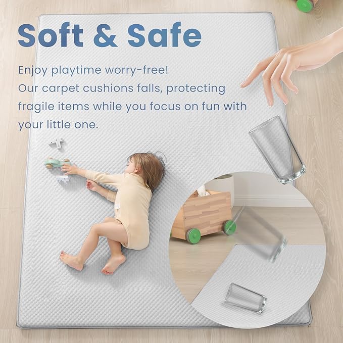 Huloo Sleep Baby Play Mat for Floor, 1.3 Thick Memory Foam Floor Tummy Time Mat, Soft & Breathable, Non-Slip Rectangular for Toddlers’ Playtime & Rest(Dark Gray,79"x59")