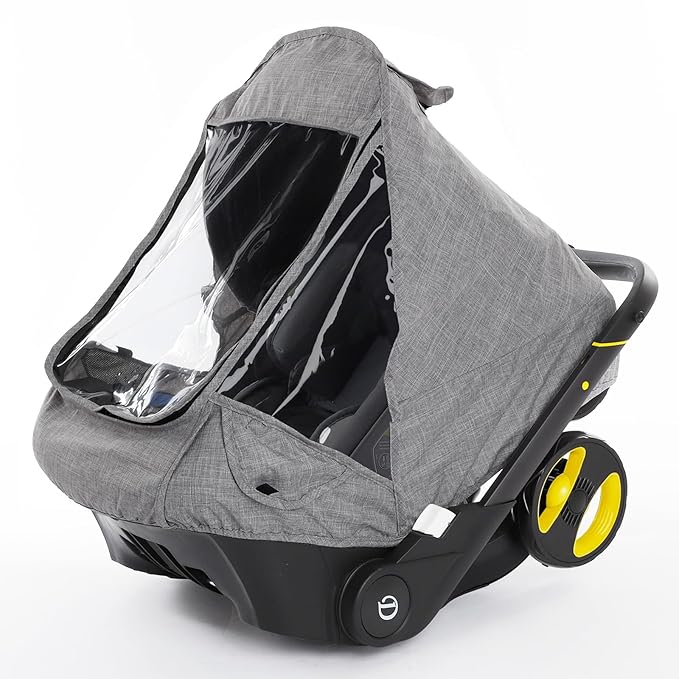Car Seat Rain Cover,Food Grade EVA,Universal Car Seat Rain,Waterproof, Windproof Protection,Protect from Dust Snow,Rain Cover Features Quick-Access Zipper Door and Side Ventilation(Grey)