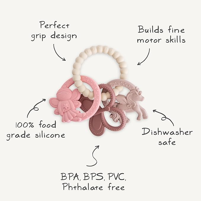 mushie Silicone Fairy Teething Ring Toy