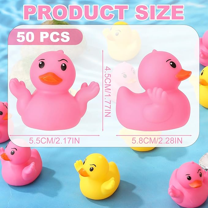 50 Pcs Rubber Ducks for Jeeps Shrugging Mini Ducks in Bulk Small Funny Rubber Duck Float Squeaky Toys for Baby Shower Birthday Gifts Party Favors