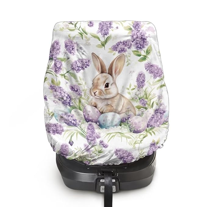 XYZCANDO Rabbits Print Cooling Car Seat Cover for Baby Cartoon Car Seat Covers for Babies Boy Foldable Baby Car Seat Shade Cover Breathable Car Seat Sun Cover Gift for Newborn