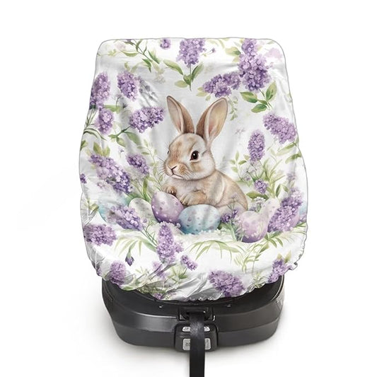 XYZCANDO Rabbits Print Cooling Car Seat Cover for Baby Cartoon Car Seat Covers for Babies Boy Foldable Baby Car Seat Shade Cover Breathable Car Seat Sun Cover Gift for Newborn