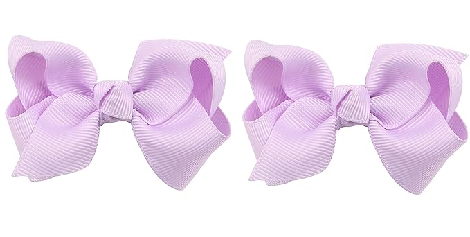 3 Inch Baby Girl Hair Bows Boutique Hair Clip Teens Toddlers Hairpin Headwear - Set of 2 (Light Purple)