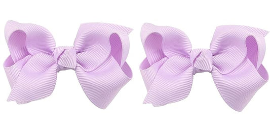 3 Inch Baby Girl Hair Bows Boutique Hair Clip Teens Toddlers Hairpin Headwear - Set of 2 (Light Purple)