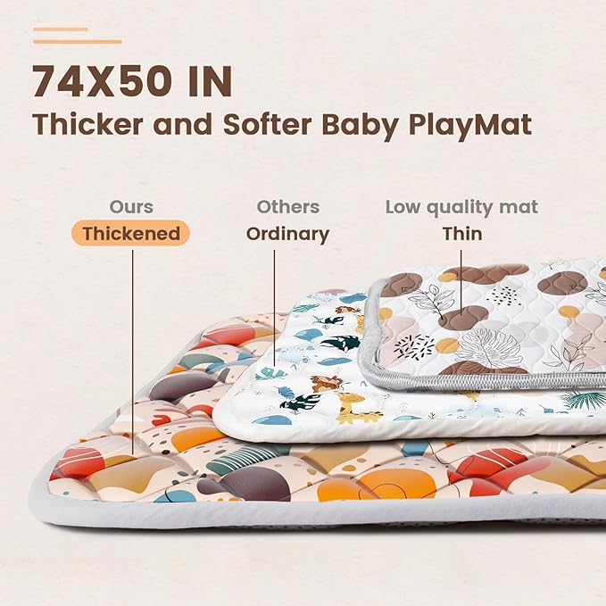 Fshibila Baby Play Mat, 74" × 50“ PlayMat for Playpen, Baby Playmat for Floor, Thick Ultra Soft Play Mat for Babies and Toddlers Infants Playing or Crawling.