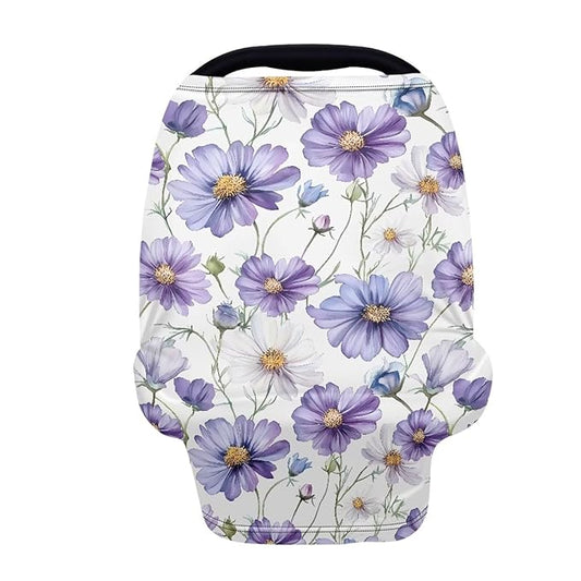 LedBack Floral Baby Car Seat Covers Carseat Canopy, Purple Daisy Breathable Breastfeeding Covers for Babies Boys and Girls
