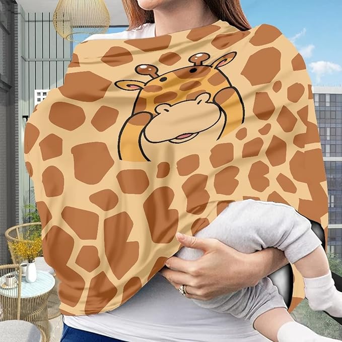 JEOCODY Car Seat Cover for Babies Brown Cow Pattern Elastic Shopping Cart Cover Shopping Cart Cover Infant Carseat Canopy Breathable Baby Carrier Covers for Boys Girls