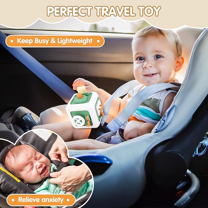 Toys for 1 Year Old Boy Girl, Montessori Busy Board Busy Cube, Travel Toys for Toddlers 1-3, 1 Year Old Girl Boy Gifts, Easter Basket Stuffers for Toddler